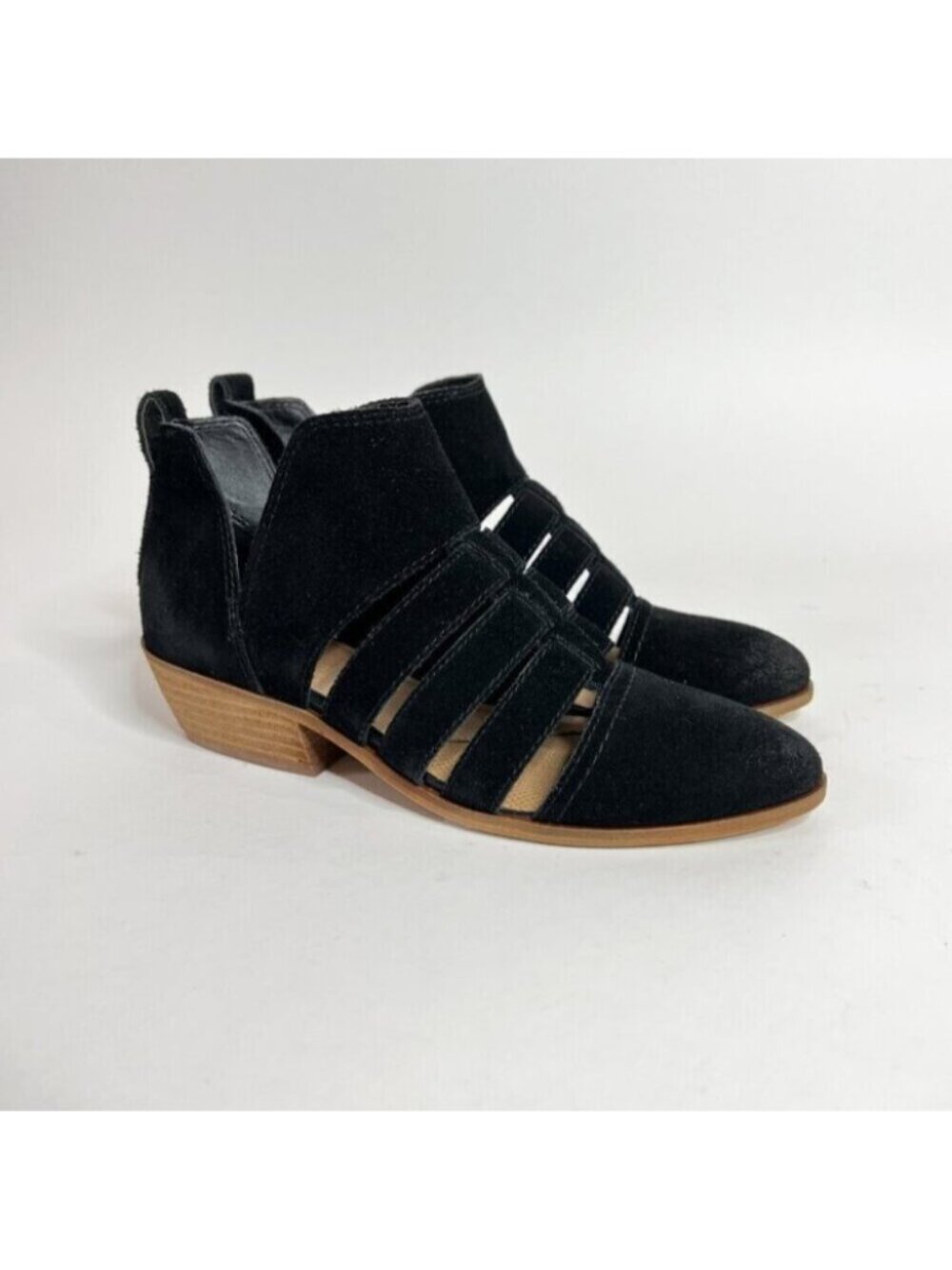 Frye & Co Black Suede Cut Out Ankle Boots